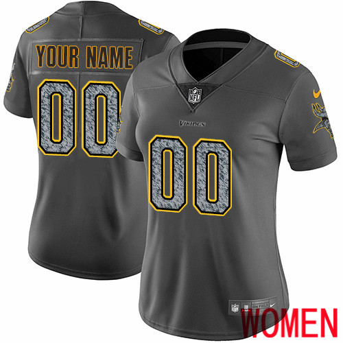 Best Limited Gray Static Nike NFL Women Jersey Customized Minnesota Vikings Vapor Untouchable->customized nfl jersey->Custom Jersey